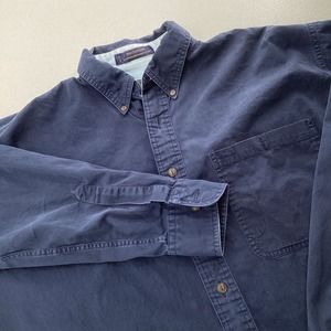 Chaps Ralph Lauren Long Sleeve Button-Down Men's 16/32-33 Navy Blue Cotton Chest